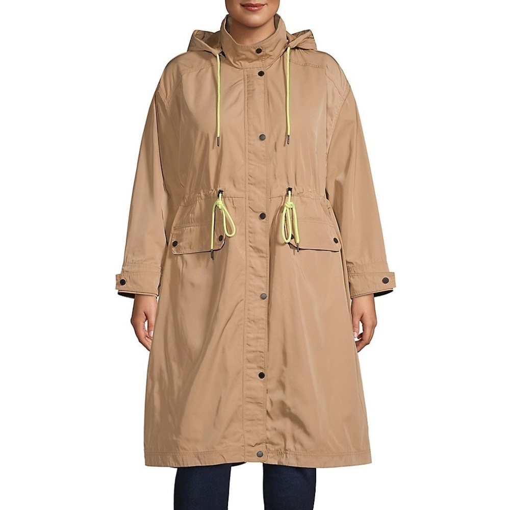 Avec Les Filles lightweight tan hooded anorak rain jacket plus size 1X brand new